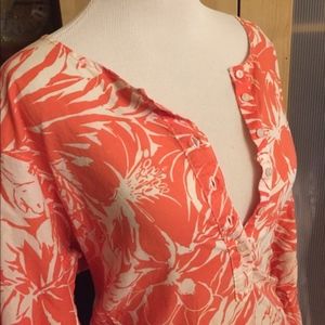 J. Crew coral colored floral tunic